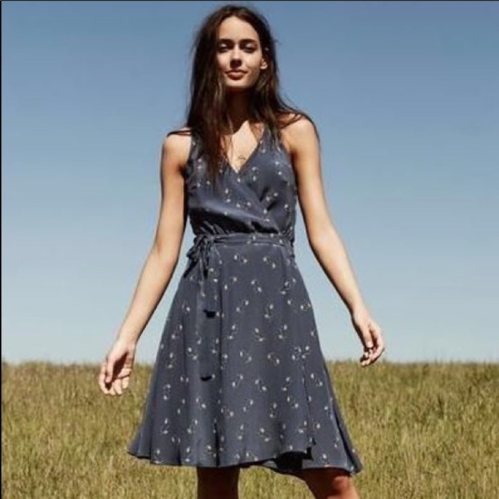 Brandy silk wrap dress in daisy